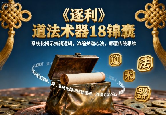 《逐利》道法术器18锦囊，系统化揭示搞钱逻辑，浓缩关键心法，颠覆传统思维-千帆网赚