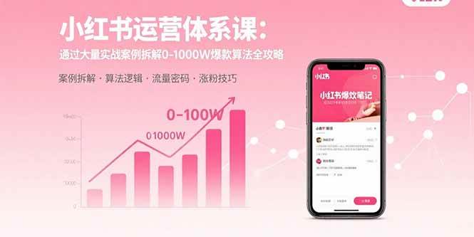 （15792期）小红书运营体系课：通过大量实战案例拆解0-1000W爆款算法全攻略-千帆网赚