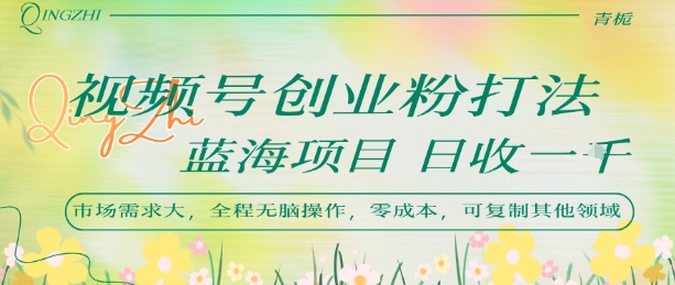 视频号创业粉打法，日入1k，蓝海项目，市场需求大，全程无脑操作，可复制-千帆网赚