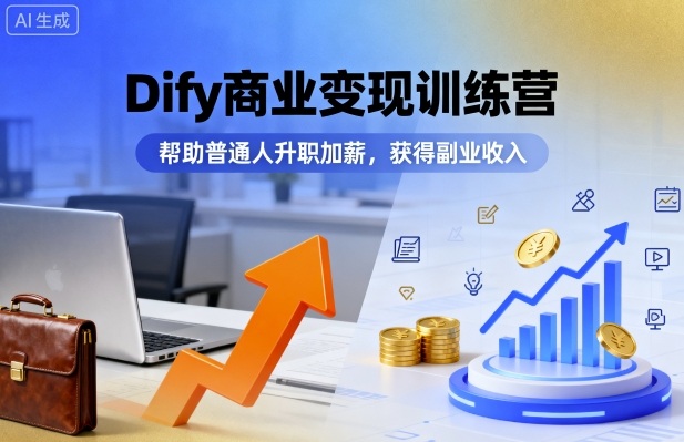 Dify商业变现训练营，帮助普通人升职加薪，获得副业收入-千帆网赚