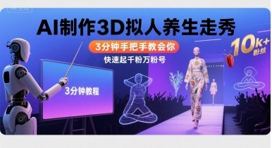 Ai制作3D拟人养生走秀，3分钟手把手教会你，快速起千粉万粉号-千帆网赚
