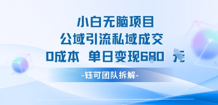 小白无脑项目公域引流私域成交0成本单日变现680米-千帆网赚