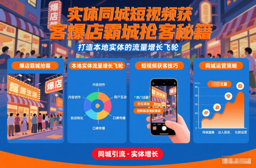 实体同城短视频获客爆店霸城抢客秘籍,打造本地实体的流量增长飞轮 实体同城短视频获客爆店霸城抢客秘籍,打造本地实体的流量增长飞轮