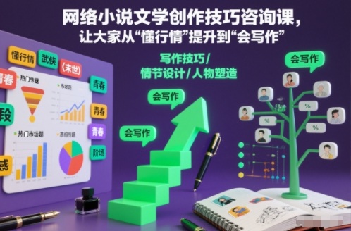 网络小说文学创作技巧咨询课，让大家从“懂行情”提升到”会写作”的高度-千帆网赚