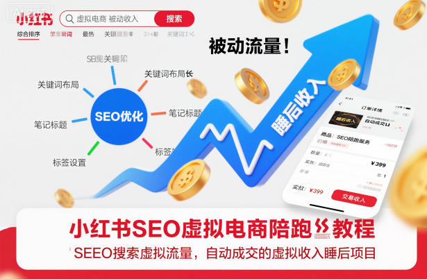 小红书SEO虚拟电商陪跑教程，实现seo搜索被动流量，自动成交的被动收入睡后项目-千帆网赚