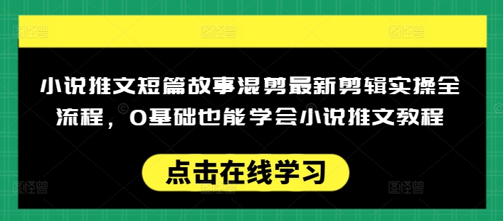 小说推文短篇故事混剪最新剪辑实操全流程，0基础也能学会小说推文教程，肯干多发日入多张-千帆网赚