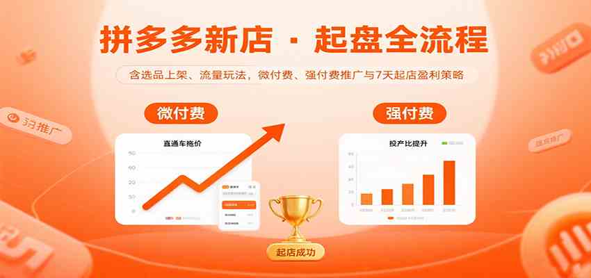 拼多多新店起盘全流程，含选品上架、流量玩法，微付费、强付费推广与7天起店盈利策略-千帆网赚