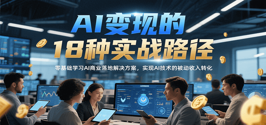 AI变现的18种实战路径，零基础学习AI商业落地解决方案，实现AI技术的被动收入转化-千帆网赚