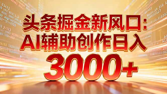 （16923期）头条掘金新风口：AI辅助创作日入3000+，矩阵玩法当天启动隔天见效-千帆网赚