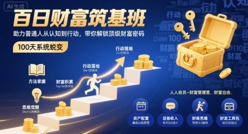 百日财富筑基班，助力普通人从认知到行动，带你解锁顶级财富密码-千帆网赚