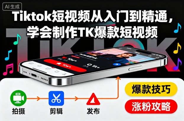 Tiktok短视频从入门到精通，学会制作TK爆款短视频-千帆网赚