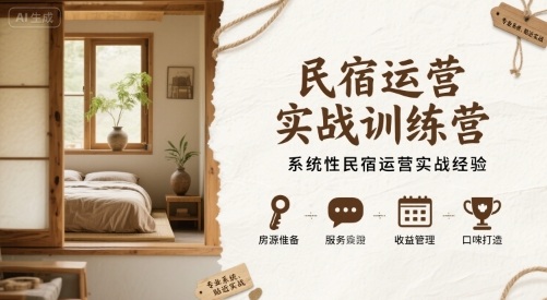 民宿运营实战训练营，系统性民宿运营实战经验-千帆网赚