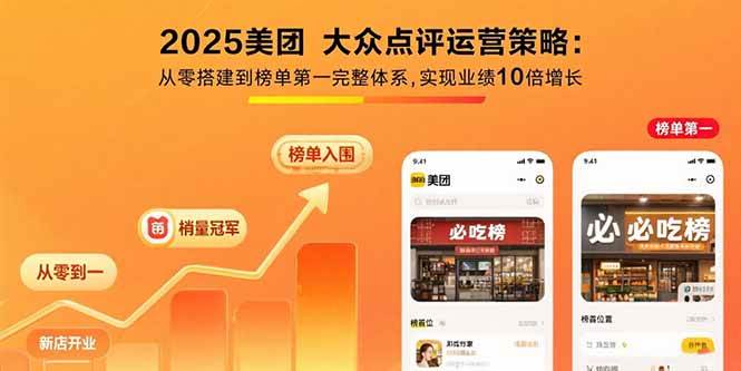 （15602期）2025美团 大众点评运营策略:从零搭建到榜单第一完整体系,实现业绩10倍增长-千帆网赚