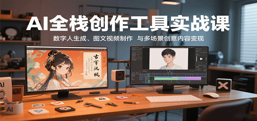 AI全栈创作工具实战课：数字人生成、图文视频制作与多场景创意内容变现-千帆网赚