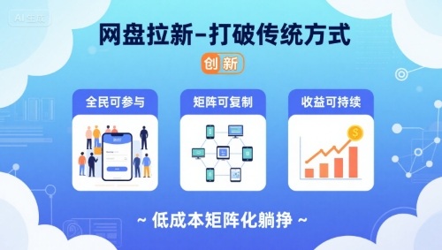 网盘拉新-打破传统方式，低成本矩阵化躺挣，全民可参与、矩阵可复制、收益可持续【揭秘】-千帆网赚