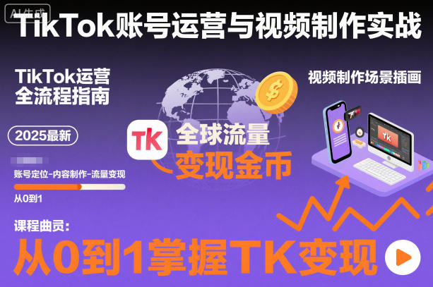 2025最新TikTok账号运营与视频制作实战全流程，从0到1掌握TK变现（含11月最新TK搬运技术）-千帆网赚