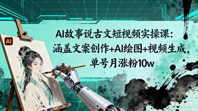 （16369期）AI故事说古文短视频实操课：涵盖文案创作+AI绘图+视频生成，单号月涨粉10w-千帆网赚
