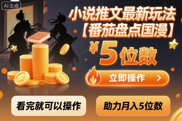 小说推文最新玩法，助力月入5位数【番茄盘点国漫】玩法，看完就可以操作-千帆网赚