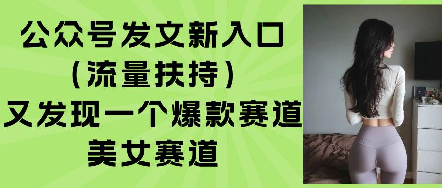 （15781期）公众号发文新入口（流量扶持），又发现一个爆款赛道：美女赛道-千帆网赚