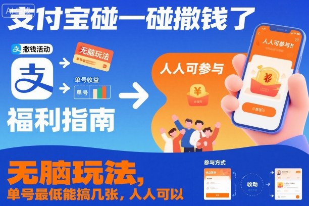 支付宝碰一碰撒钱了，无脑玩法，单号最低能搞几张，人人可以撸【揭秘】-千帆网赚
