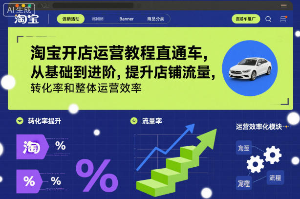 淘宝开店运营教程直通车，从基础到进阶，提升店铺流量，转化率和整体运营效率（更新11月）-千帆网赚