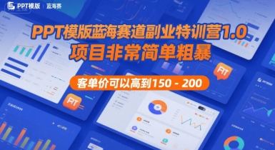 PPT模版蓝海赛道副业特训营1.0，项目非常简单粗暴，客单价可以高到150-200-千帆网赚