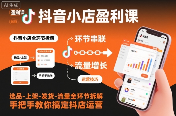抖音小店盈利课-选品-上架-发货-流量全环节拆解，手把手教你搞定抖店运营-千帆网赚