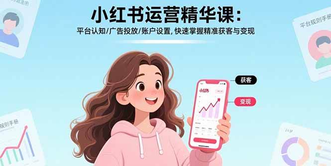 （15795期）小红书运营精华课：平台认知/广告投放/账户设置,快速掌握精准获客与变现-千帆网赚