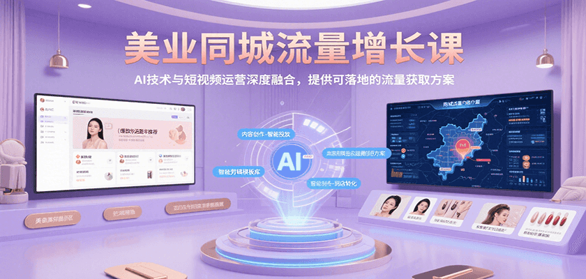 美业同城流量增长课，AI技术与短视频运营深度融合，提供可落地的流量获取方案-千帆网赚