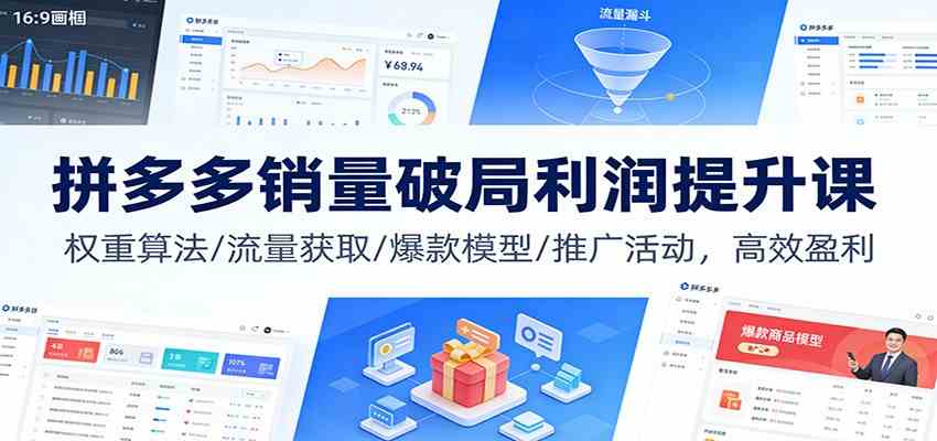 拼多多销量破局利润提升课：权重算法/流量获取/爆款模型/推广活动，高效盈利-千帆网赚