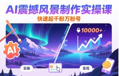 AI震撼风景制作实操课，快速起千粉万粉号-千帆网赚