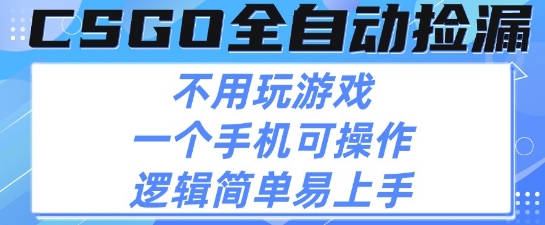 CSGO自动捡漏项目，最新独家玩法，不用挂G不用玩游戏，一个手机即可操作，新手小白轻松月入1W+【揭秘】-千帆网赚