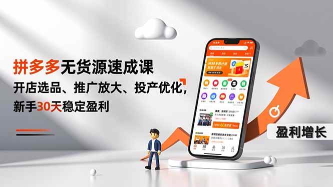 （16785期）拼多多无货源速成课，开店选品、推广放大、投产优化，新手30天稳定盈利-千帆网赚