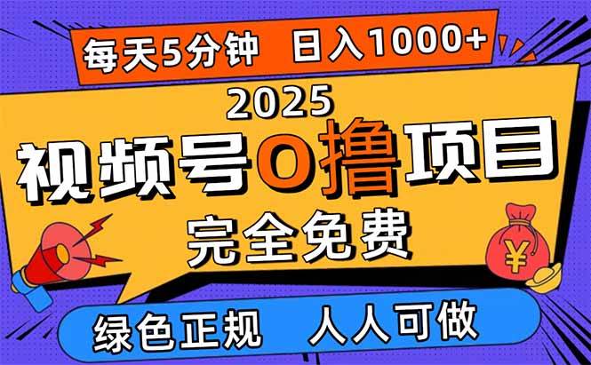 （16388期）2025视频号0撸项目，5分钟一个号，日入1000+，人人可做-千帆网赚