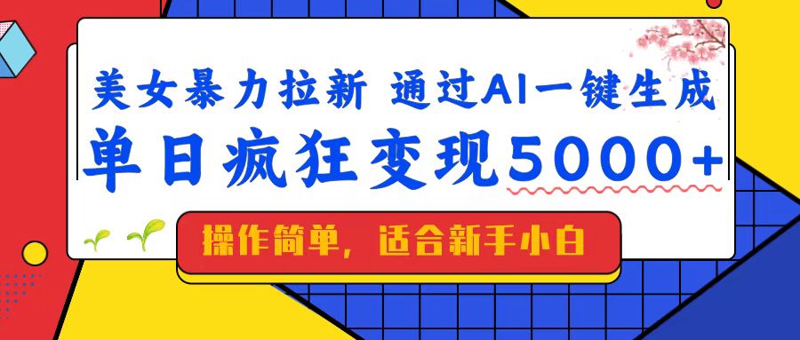 （14347期）美女暴力拉新，通过AI一键生成，单日疯狂变现5000+，纯小白一学就会！-千帆网赚