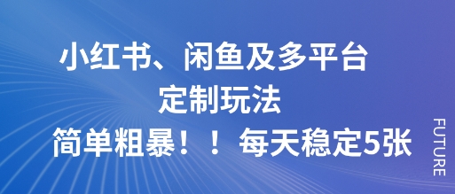 小红书、闲鱼及多平台定制玩法简单粗暴！每天稳定5张-千帆网赚