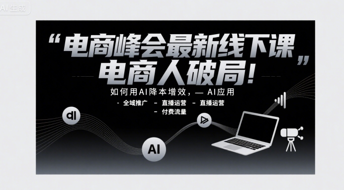 电商峰会最新线下课，电商人破局，如何用AI降本增效，AI应用-全域推广-直播运营-付费流量-千帆网赚