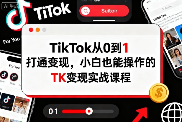 TikTok从0到1打通变现，小白也能操作的TK变现实战课程-千帆网赚