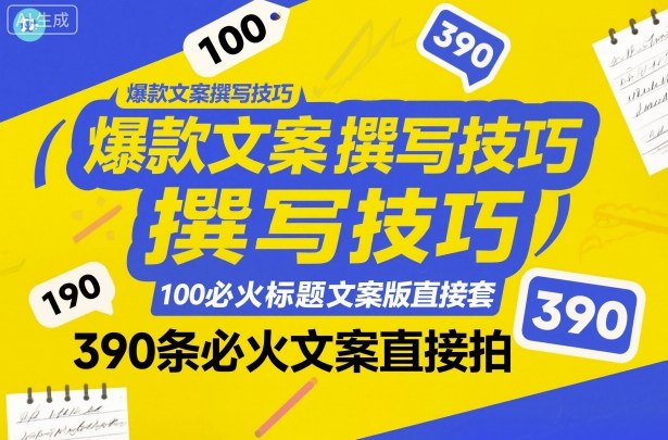 爆款文案撰写技巧，100个必火标题文案模版直接套，390条必火文案直接拍-千帆网赚