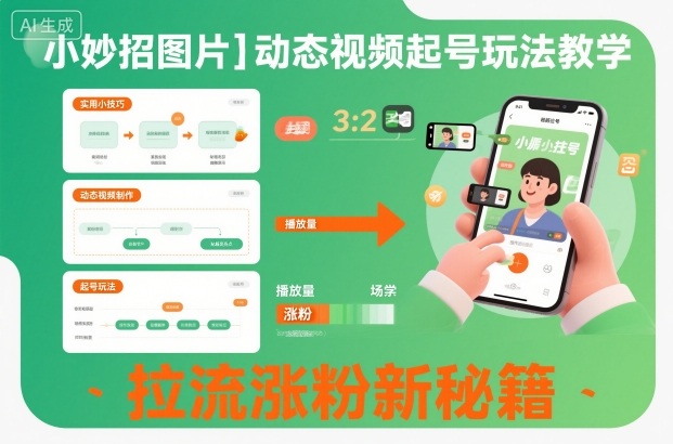 小妙招图片＋动态视频起号玩法教学，拉流涨粉新秘籍-千帆网赚