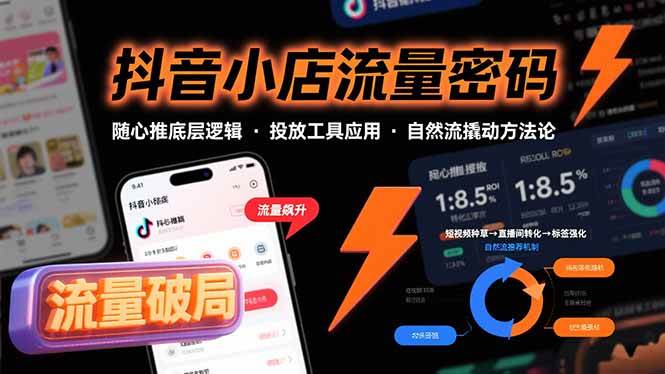 （15680期）抖音小店流量密码，随心推底层逻辑，投放工具应用，自然流撬动核心方法论-千帆网赚