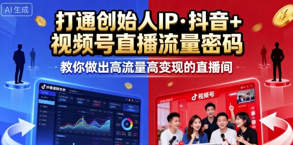 25年直播9-10两期线下课，打通创始人IP，抖音+视频号直播流量密码，教你做出高流量高变现的直播间-千帆网赚