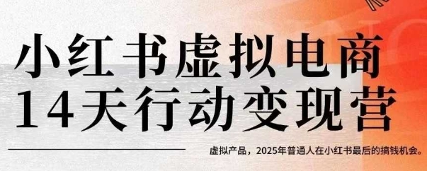 小红书虚拟电商14天变现训练营，虚拟产品，2025年普通人在小红书最后的搞钱机会-千帆网赚