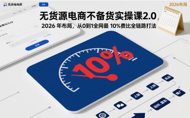 无货源电商不备货实操课2.0，2026年布局，从0到1全网最低10%费比全链路打法【更新中】-千帆网赚