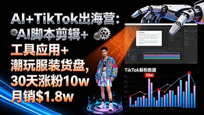 （16108期）AI+TikTok出海营:AI脚本剪辑+工具应用+潮玩服装货盘,30天涨粉10w月销$1.8w-千帆网赚