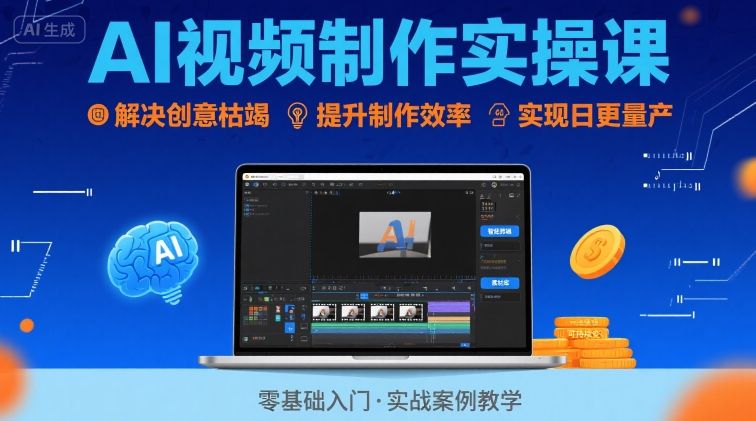Ai视频制作实操课，解决创意枯竭、效率低下痛点，实现日更量产可持续变现-千帆网赚