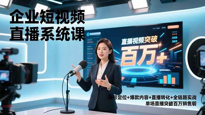 （16878期）企业短视频直播系统课，账号定位+爆款内容+直播转化+全链路实战，单场直播突破百万销售额-千帆网赚