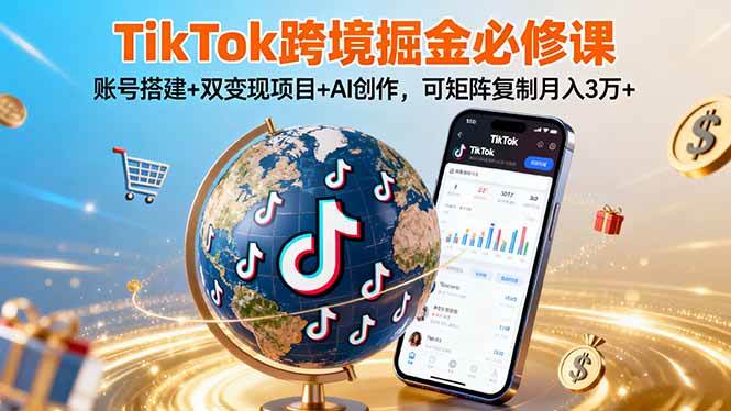 （16003期）TikTo跨境掘金必修课，账号搭建+双变现项目+AI创作，可矩阵复制月入3万+-千帆网赚