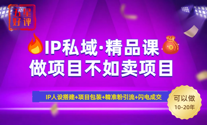 （14406期）2025年“IP私域·密训精品课”，日赚3000+小白避坑年赚百万，暴力引流…-千帆网赚