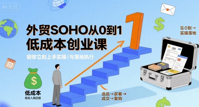 外贸SOHO从0到1低成本创业课，能够立刻上手实操与落地执行-千帆网赚